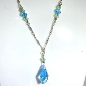 AIE# Sterling 925 Silver & Blue Crystal Necklace
